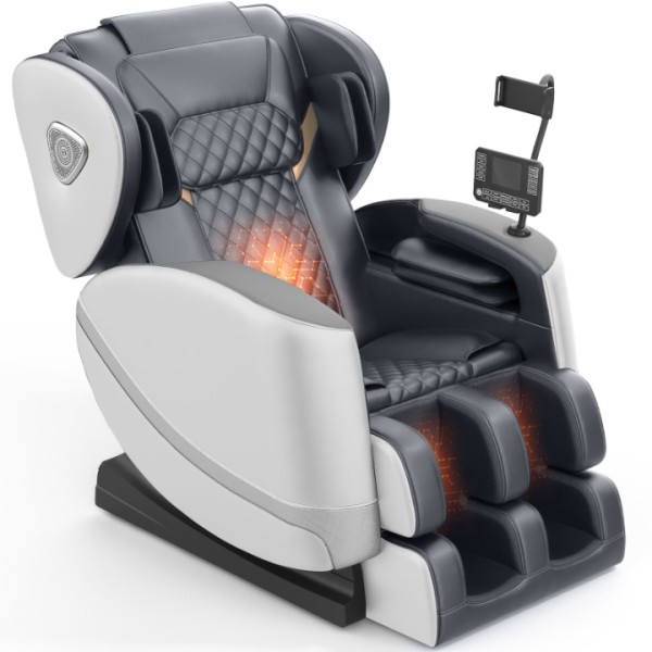 2025 Massage Chair Full Body, Zero Gravity Massage Chair with 10 Fix Rollers, Heating, Foot Massage, Auto Modes, Bluetooth Speaker, Touch Screen Controller (Light Grey)